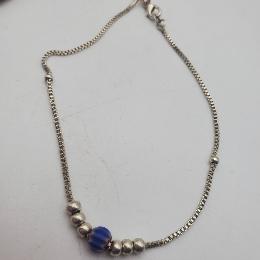 18k gold plated blue beaded anklet classy‎